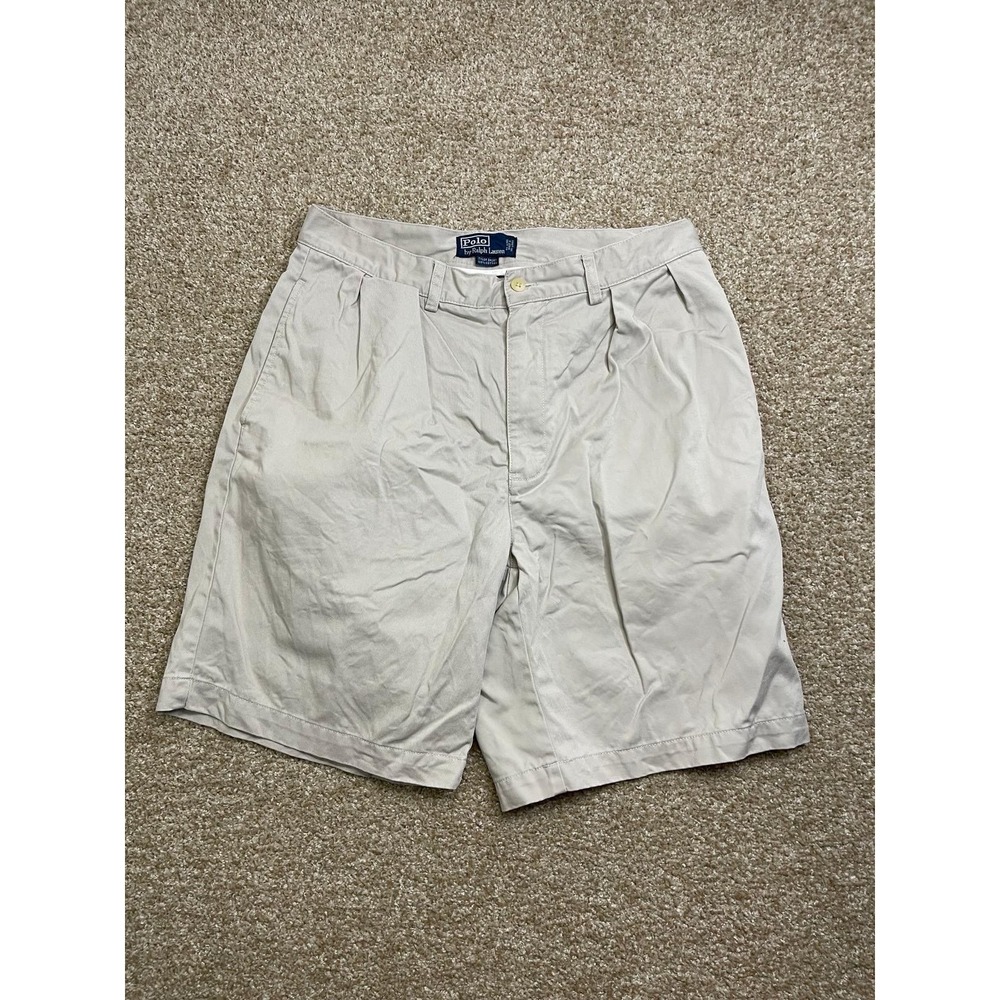 ⛳️VTG Polo Ralph Lauren Chino Short Mens Size 32 Beige Flat Front Cotton Adult